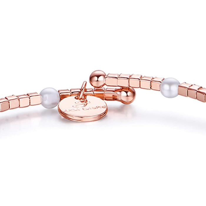 Bracelet en métal avec pierres et perles blanches Ip Pink