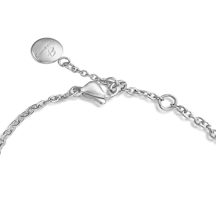 Bracciale In Acciaio Con Gufo E Cristalli Bianchi
