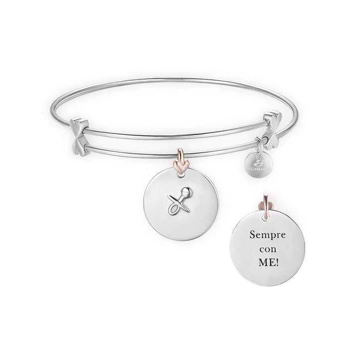 Bracelet en acier avec tétine et inscription « Always With Me »