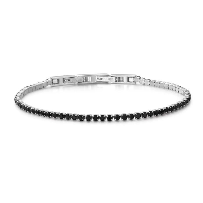 Tennis en acier cristal noir de 2 mm
