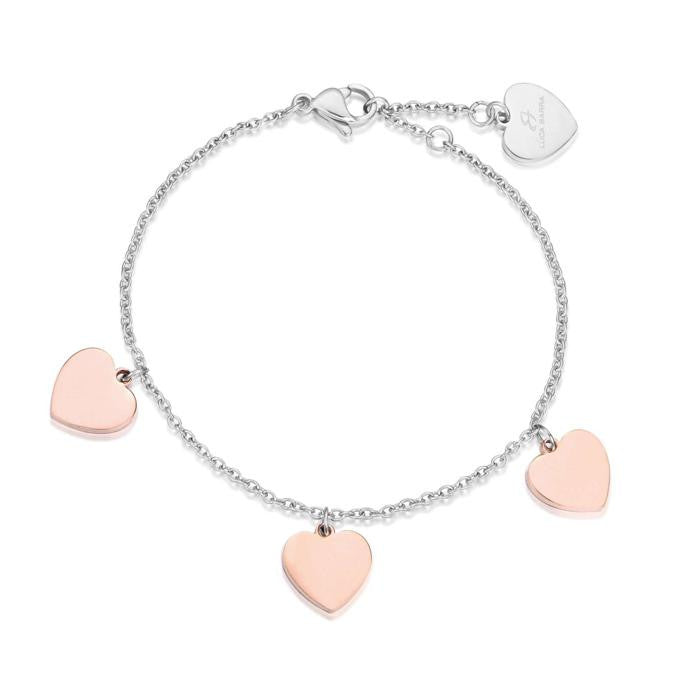 Bracelet en acier avec cœurs roses