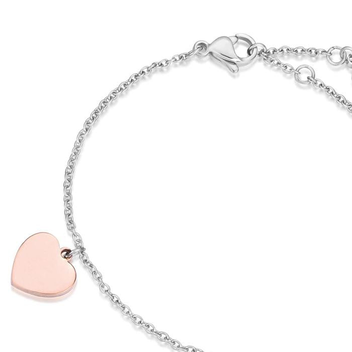 Bracelet en acier avec cœurs roses