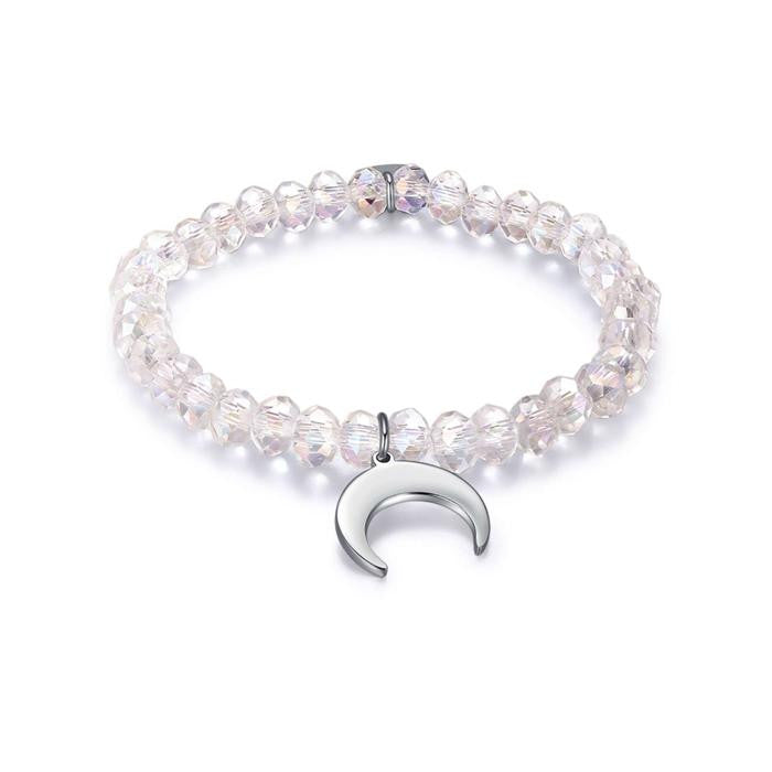 Bracelet With White Crystals And Moon