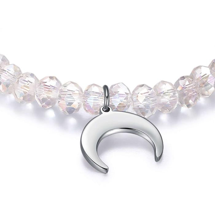 Bracelet With White Crystals And Moon