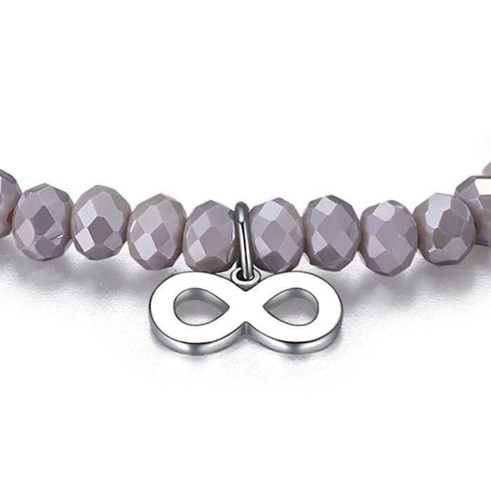 Bracelet With Grey Crystals And Infinity