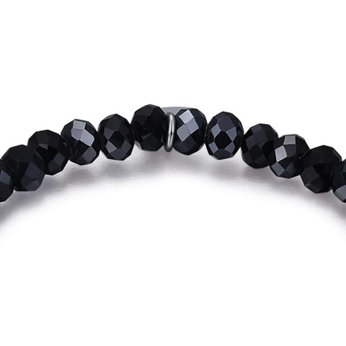 Bracelet avec cristaux noirs et main de Fatima