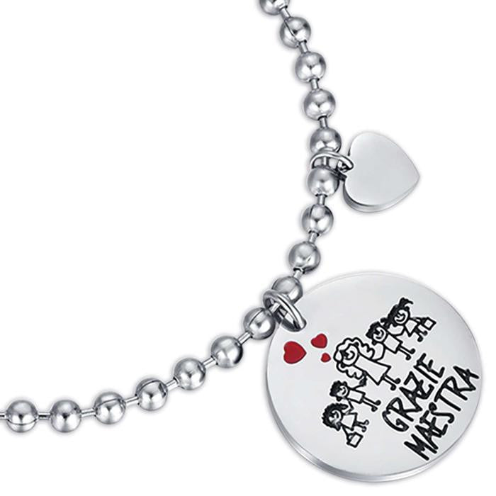 Steel Bracelet With Phrase Thank You Teacher
