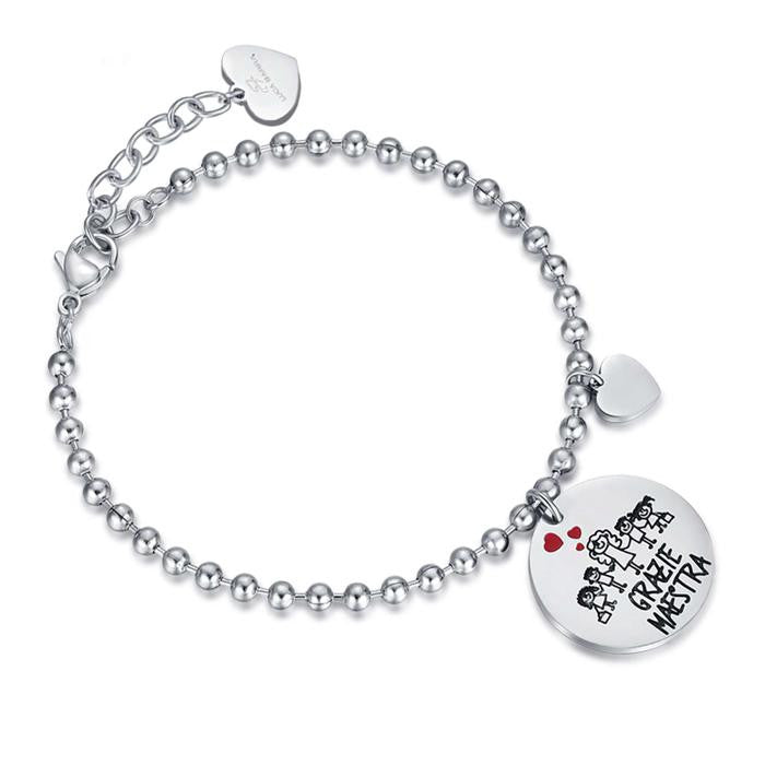 Steel Bracelet With Phrase Thank You Teacher