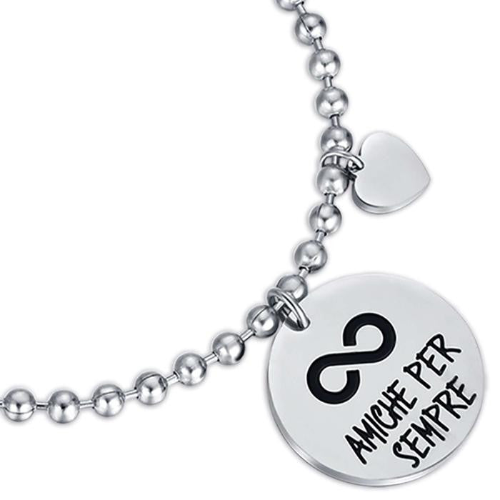 Bracelet en acier avec phrase « Friends Forever »