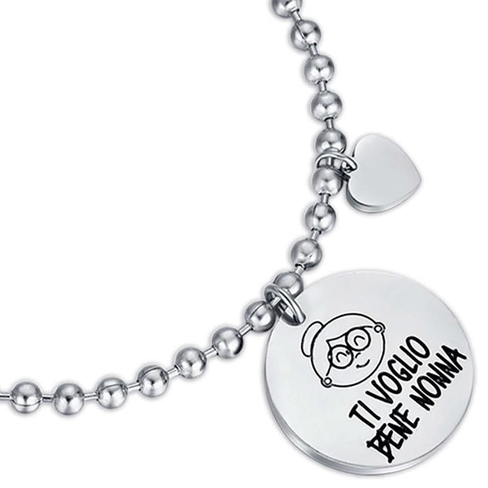 Steel Bracelet With Phrase I Love You Grandma