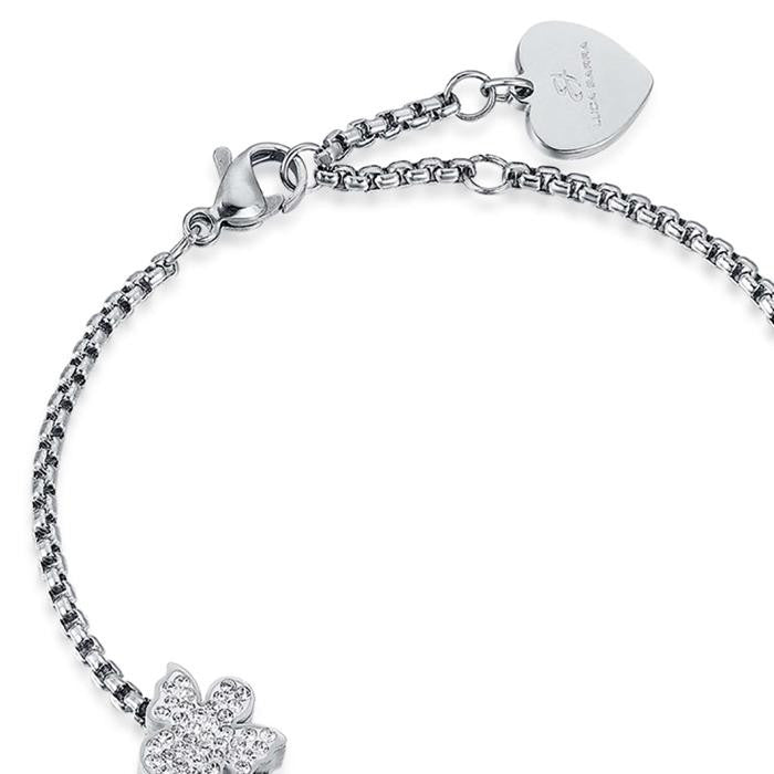 Bracciale In Acciaio Con Angeli Con Cristalli Bianchi