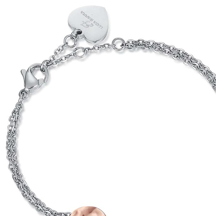 Bracelet en acier avec éléments en acier IP rose effet martelé