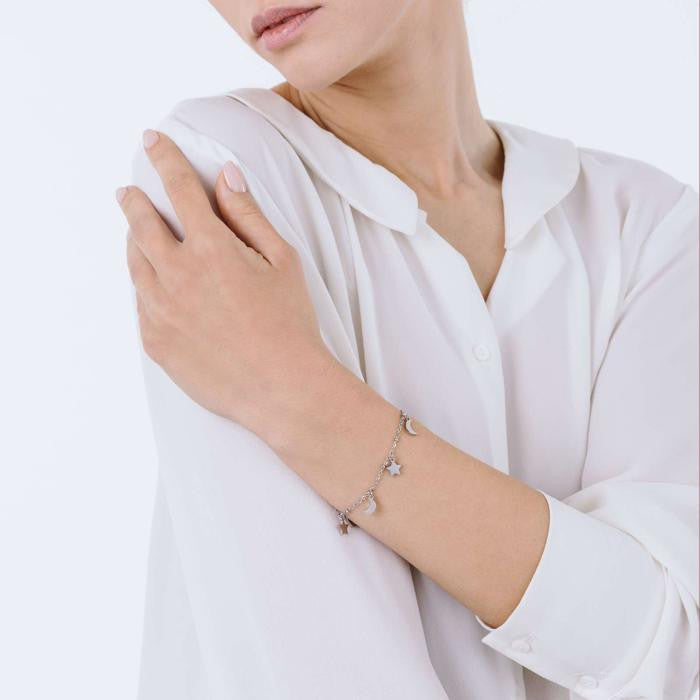 Bracciale In Acciaio Con Stelle E Lune