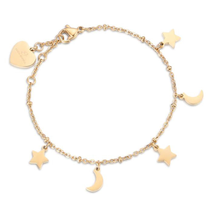 Bracciale In Acciaio Ip Gold Con Stelle E Lune