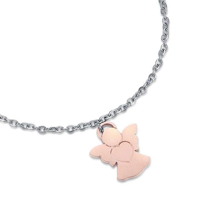 Bracelet en acier avec ange IP Rose