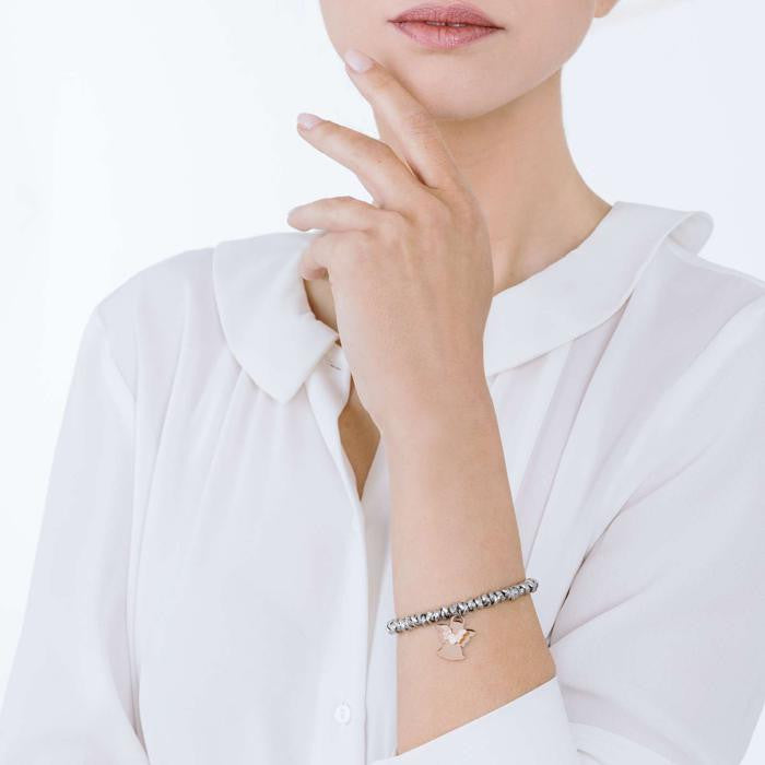 Bracciale In Acciaio Con Angelo Ip Rose