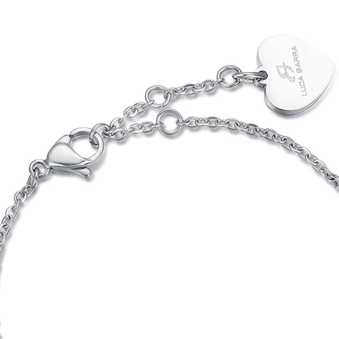 Bracelet en acier avec lune, étoiles et cristal blanc