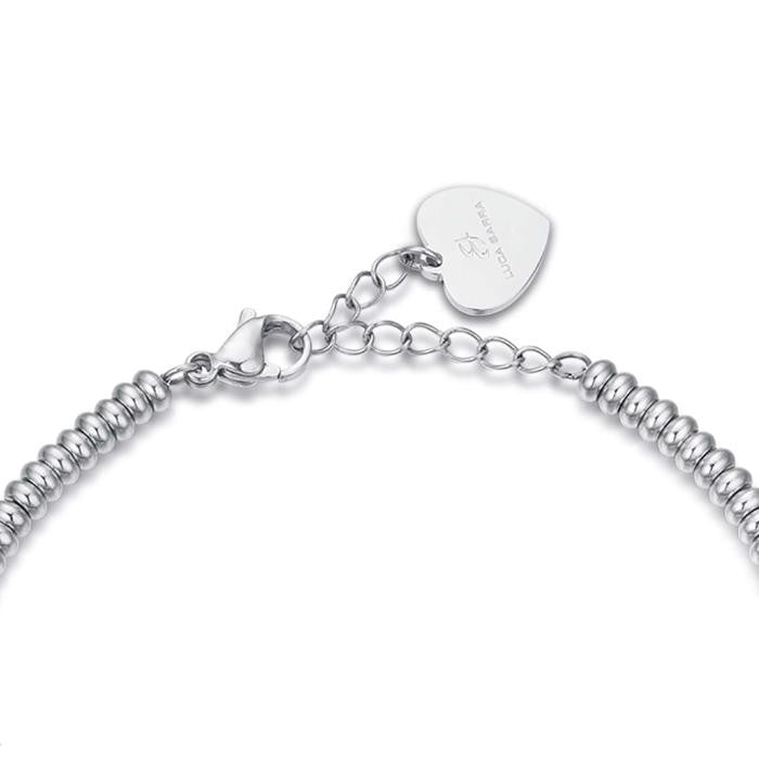 Bracelet en acier avec cœur et cristaux blancs