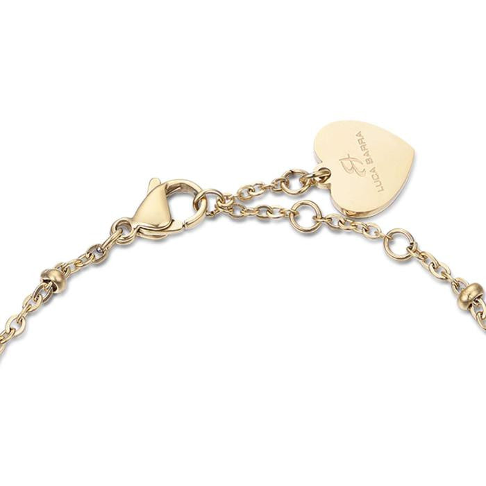 Bracelet en acier doré IP avec trèfles à quatre feuilles et cristaux blancs