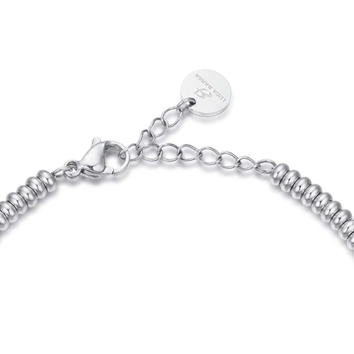 Bracelet en acier avec ange et cristaux blancs
