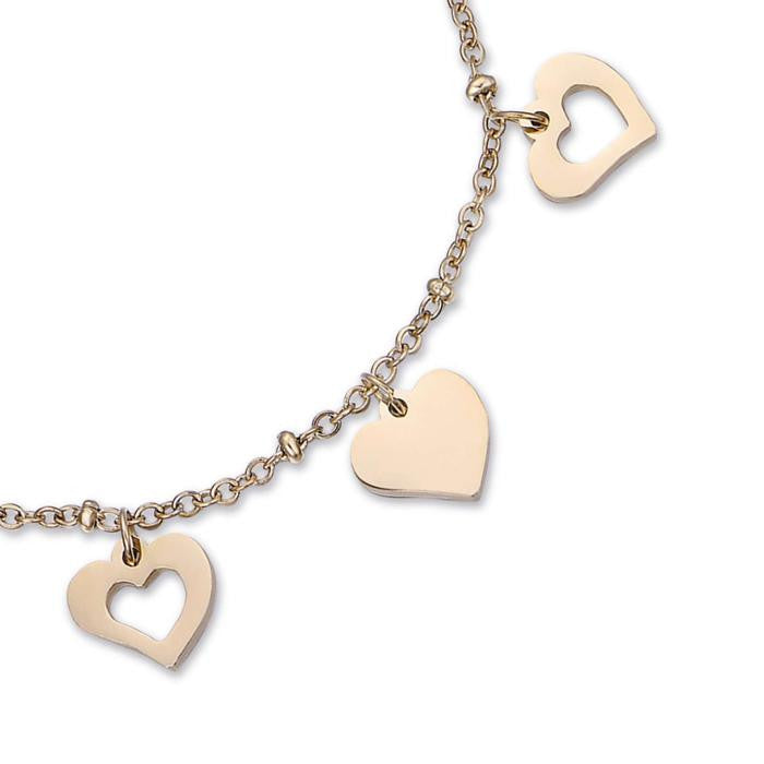 Bracciale In Acciaio Ip Gold Con Cuori