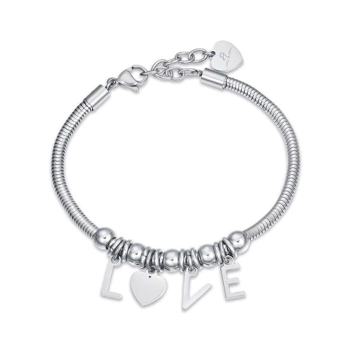Steel Bracelet With Love Charms