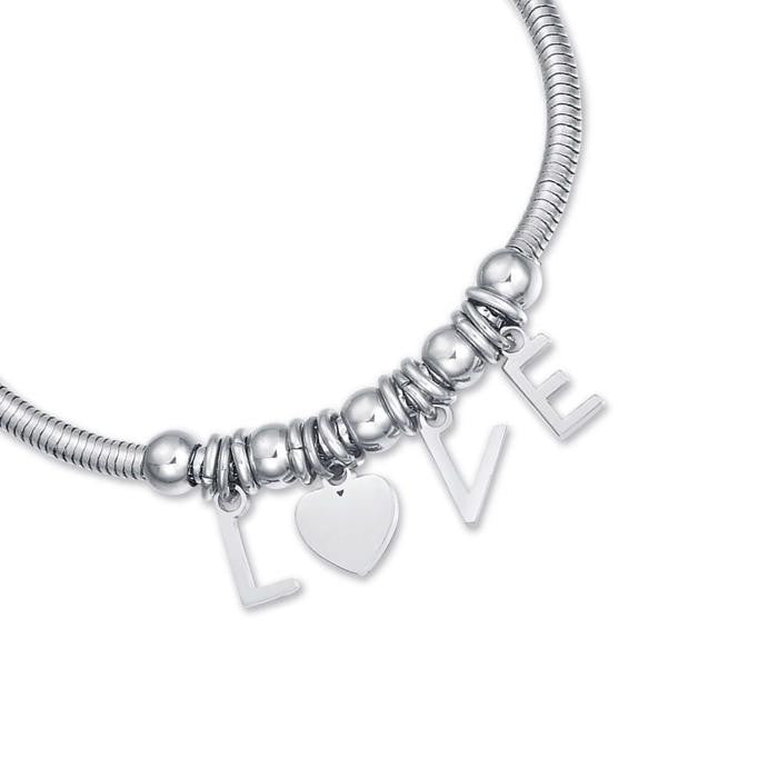 Steel Bracelet With Love Charms