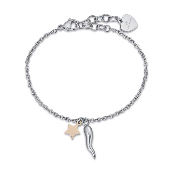 Steel Bracelet With Ip Gold Steel Star And Horn