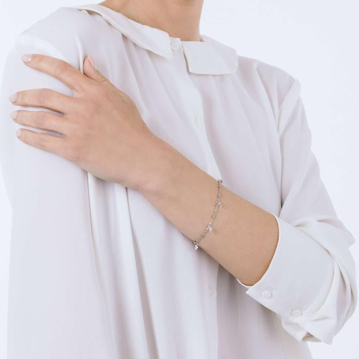 Bracelet en acier avec cristaux blancs