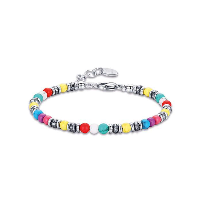 Bracelet en acier avec pierres multicolores