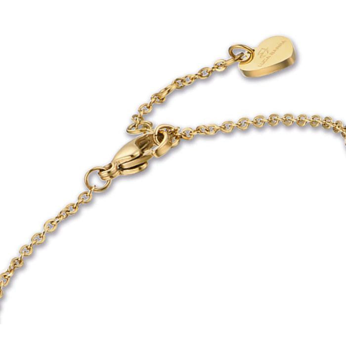 Bracelet en acier doré IP avec étoiles et pierres fuchsia