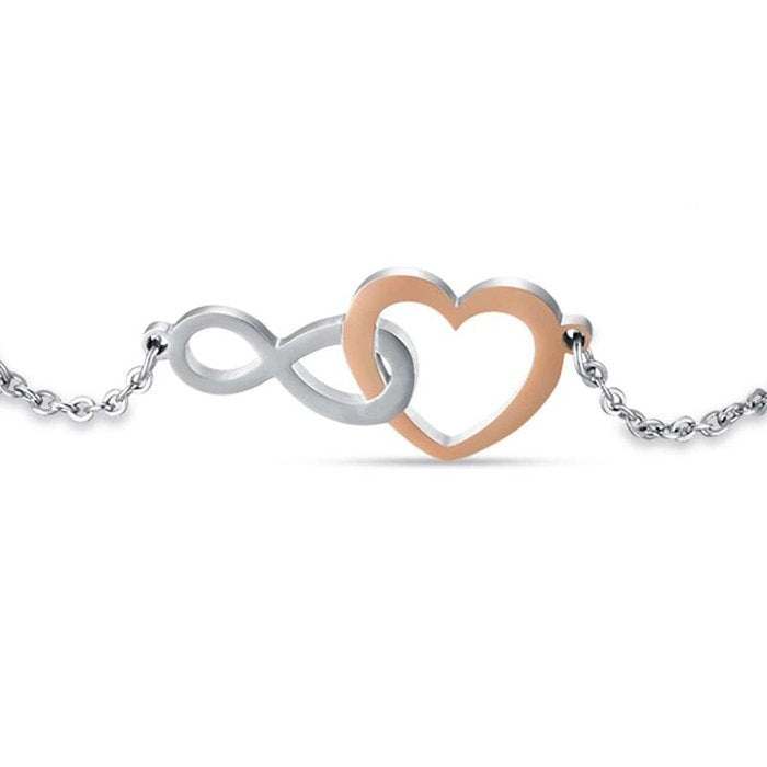 Bracciale in acciaio con cuori ed infinito