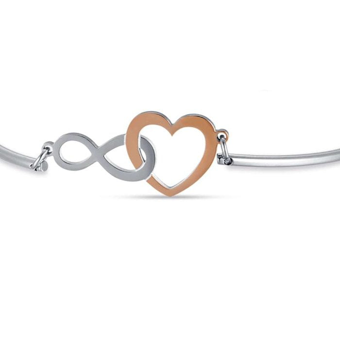Bracciale in acciaio con cuore ed infinito