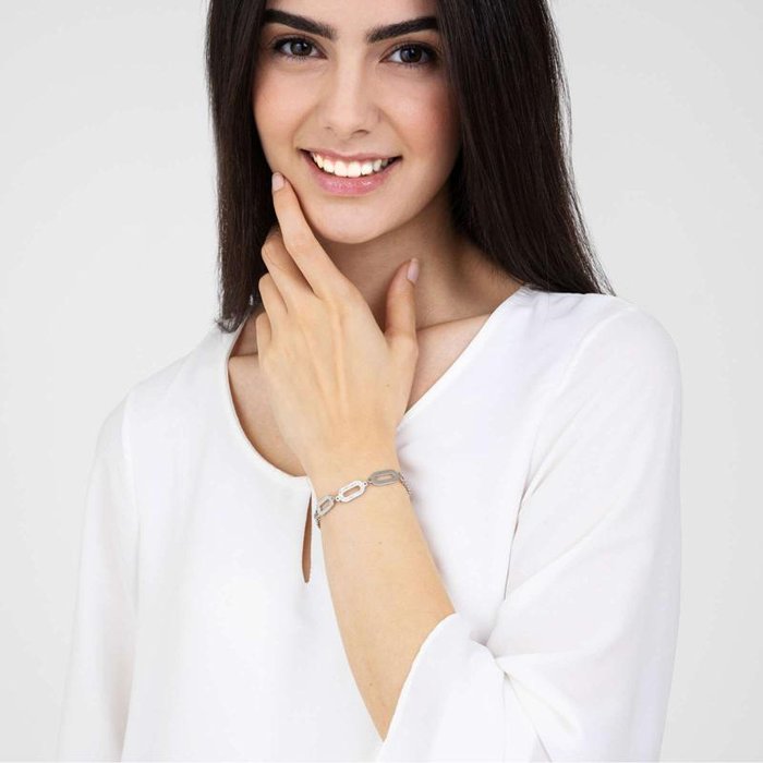 Bracciale in acciaio con cristalli bianchi