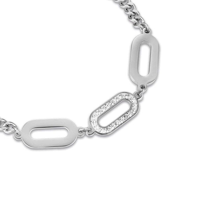 Bracciale in acciaio con cristalli bianchi