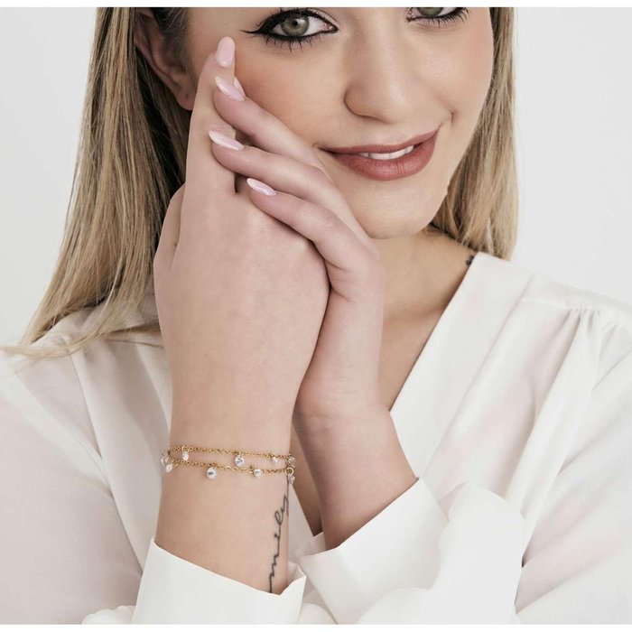 Bracciale in acciaio ip gold con cristalli bianchi