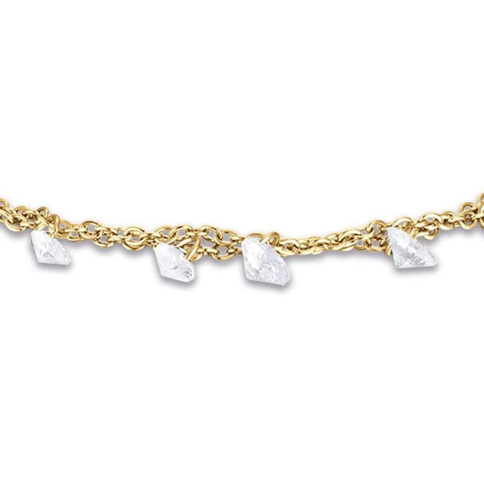 Bracciale in acciaio ip gold con cristalli bianchi