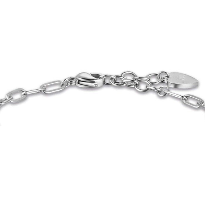 Bracciale in acciaio con cuore e cristalli bianchi