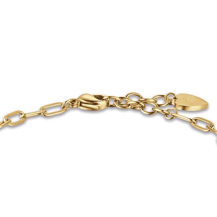 Bracciale in acciaio ip gold con cuore e cristalli bianchi