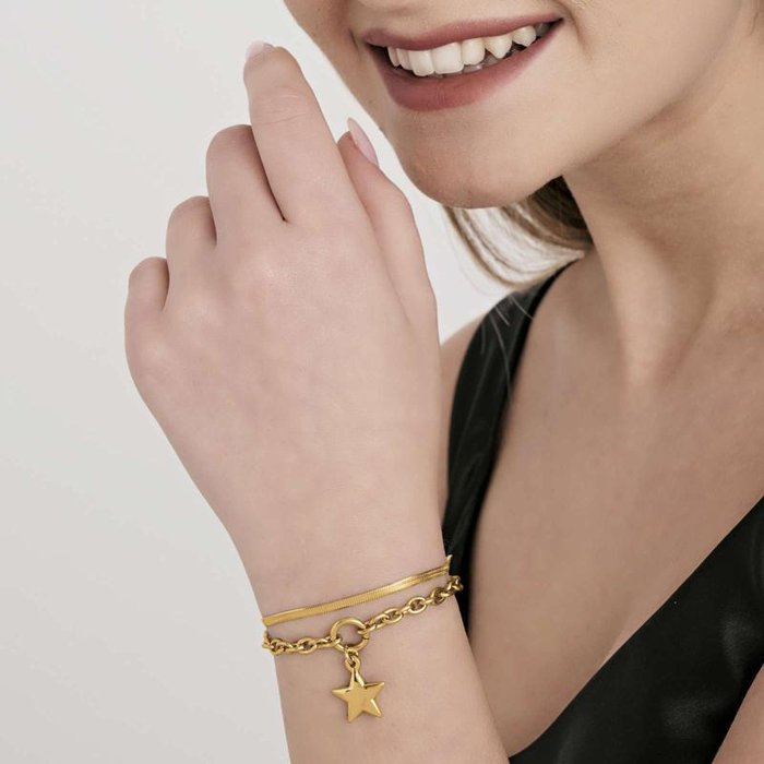 IP gold steel bracelet with star
