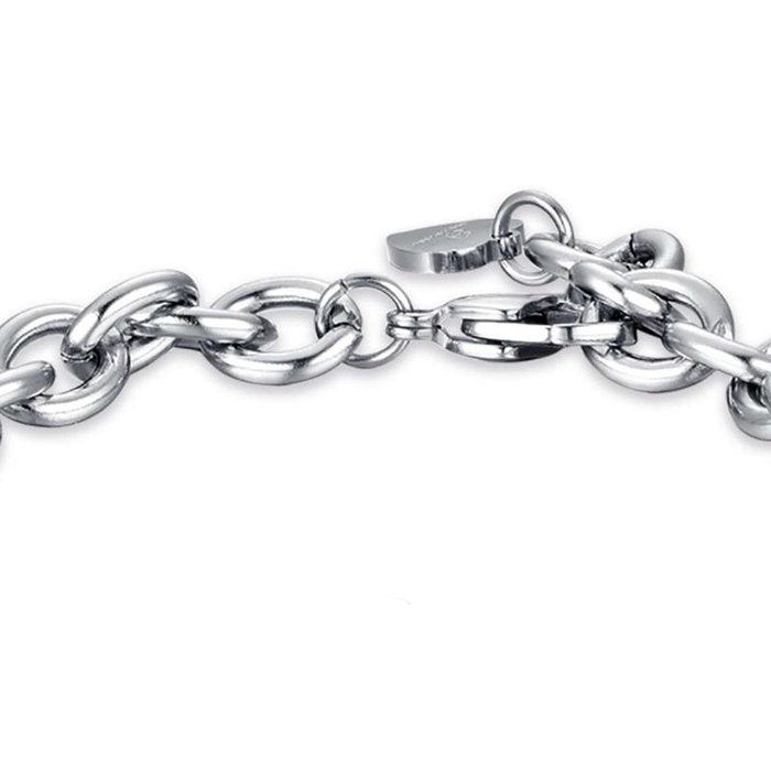 Bracciale in acciaio con chiave e cuore lucchetto
