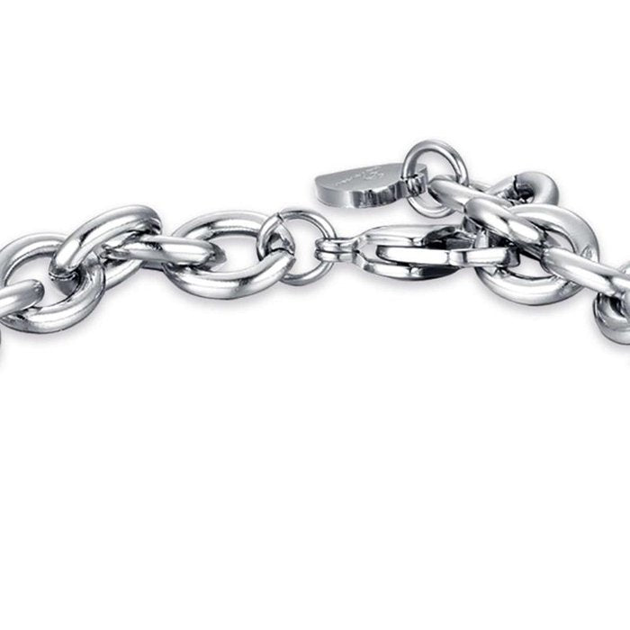 Bracciale in acciaio con fulmine e cuore