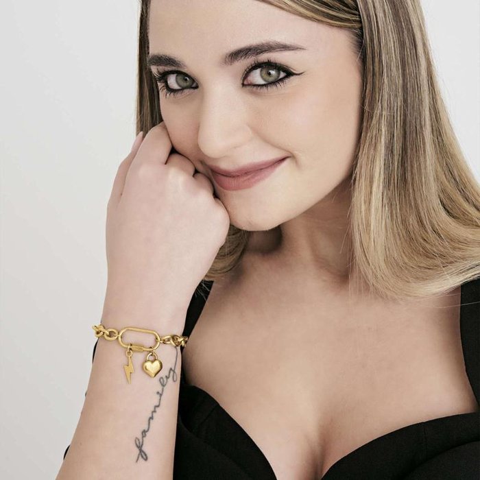 Bracciale in acciaio ip gold con fulmine e cuore