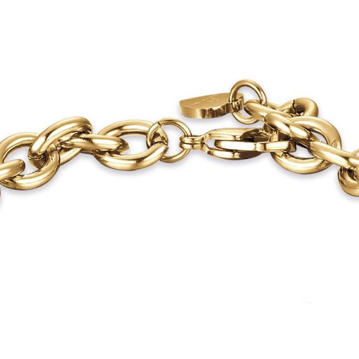 Bracciale in acciaio ip gold con fulmine e cuore