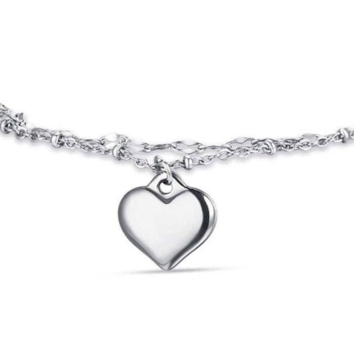 Bracciale in acciaio con cuore e cristalli bianchi