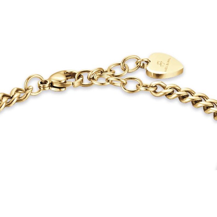 Bracciale in acciaio ip gold con quadrifoglio