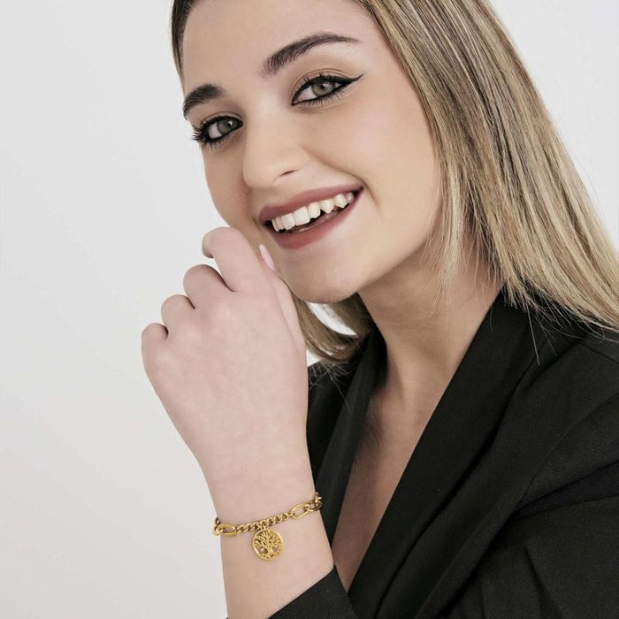 Bracciale in acciaio ip gold con albero della vita