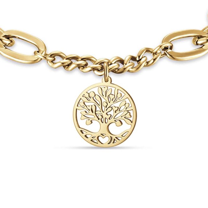 Bracciale in acciaio ip gold con albero della vita