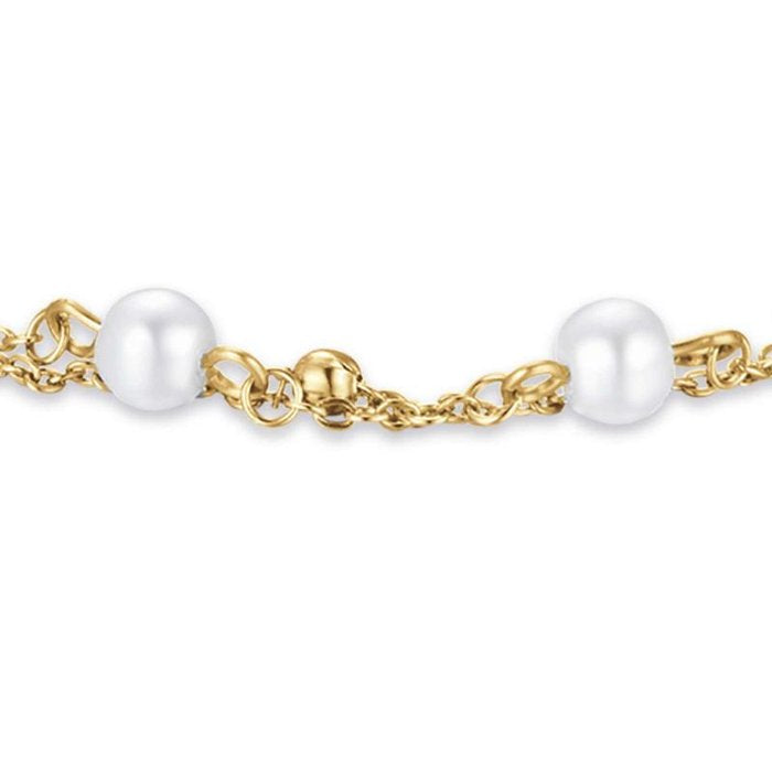 Bracciale in acciaio ip gold con perle