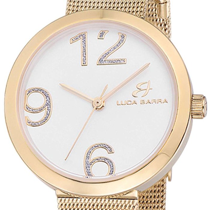 Watch with ip gold steel case, silver dial, ip gold Milanese mesh